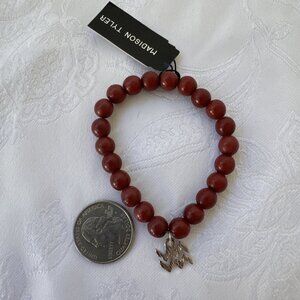 Madison Tyler Dark Orange Stretch Stackable Beaded Bracelet NWT